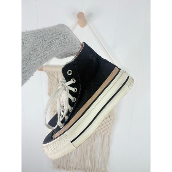 Converse CTAS Hi Top Platform Sneakers Womens Size 6 Black Raw Edge Chunky Sole - Picture 4 of 8